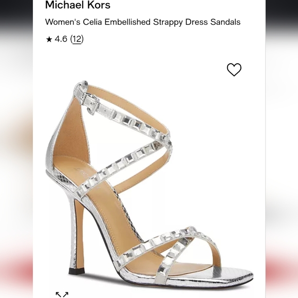 NWT Michael Kors Strappy Silver Gemstone Heeled Sandals High Heel Party … - Picture 15 of 16